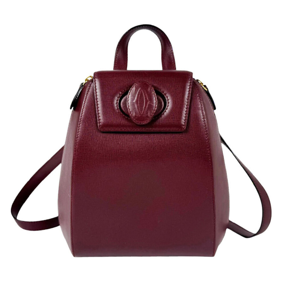 Cartier CARTIER Backpack, Leather, Burgundy Gold, Women's z11118